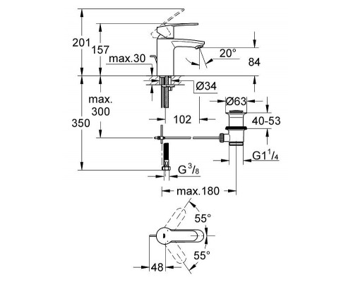 Смеситель для умывальника Grohe Eurostyle Cosmopolitan 33552002