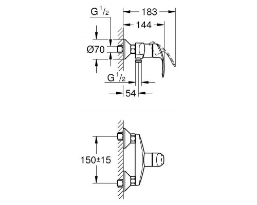 Смеситель для ванны и душа Grohe Eurosmart New 33555002 наружного монтажа