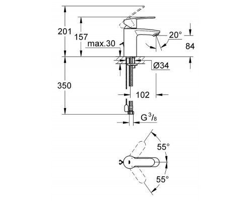 Смеситель для умывальника Grohe Eurostyle Cosmopolitan S-Size 3355720E