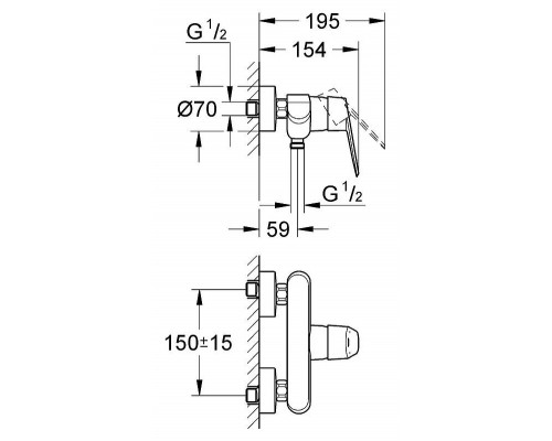 Смеситель для ванны и душа Grohe Eurodisc Cosmopolitan 33569002 наружного монтажа