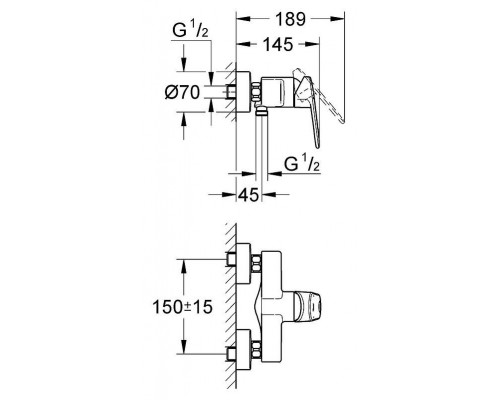 Смеситель для ванны и душа Grohe Europlus 33577002 наружного монтажа хром