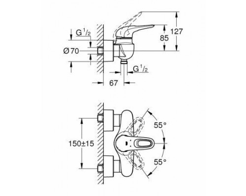 Смеситель для ванны и душа Grohe Eurostyle 33590LS3 цвет белая луна