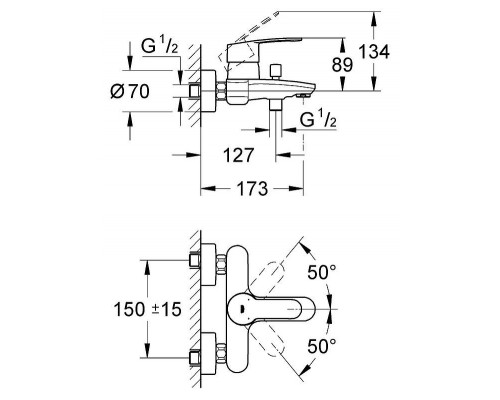 Смеситель для ванны Grohe Eurostyle Cosmopolitan 33591002