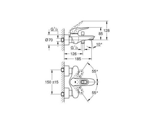 Смеситель для ванны Grohe Eurostyle 33591LS3