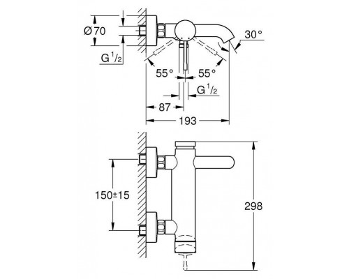 Смеситель для ванны Grohe Essence 33624001 (25250001)