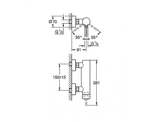 Смеситель для ванны и душа Grohe Essence New 33636GL1 (золотой) наружного монтажа