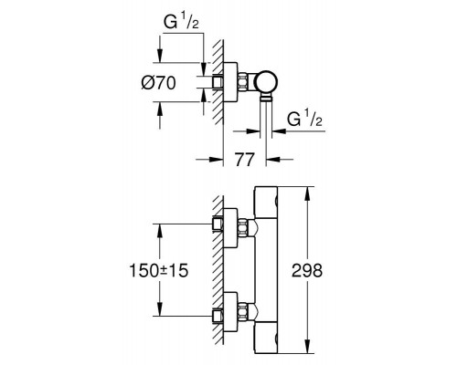 Смеситель для ванны и душа Grohe Grohtherm 1000 Cosmopolitan 34065002