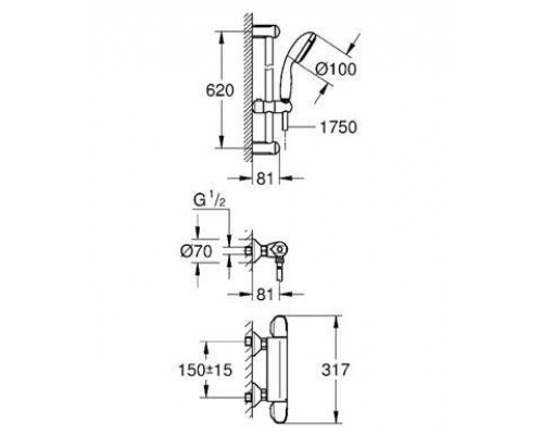 Душевой гарнитур набор для душа и ванны Grohe Grohtherm 1000 34151004