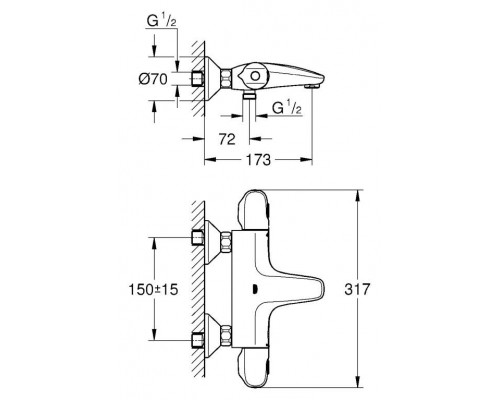 Термостат для ванны GROHE Grohtherm 1000 хром 34155003