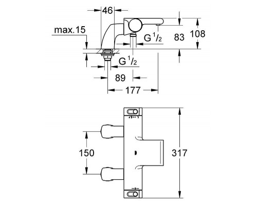 Смеситель для ванны Grohe Grohtherm 2000 34176001