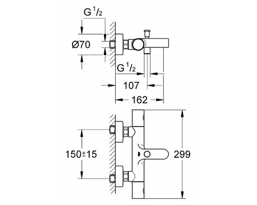 Смеситель для ванны Grohe Grohtherm 1000 Cosmopolitan 34215000