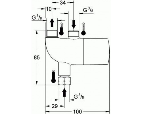 Термическая защита от ожога/ термостат для установки под раковиной GROHE Grohtherm Micro, хром (34487000)