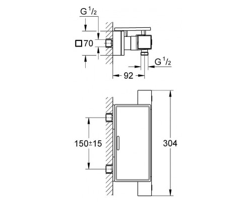 Смеситель для ванны и душа Grohe Grohtherm Cube 34491000 наружного монтажа