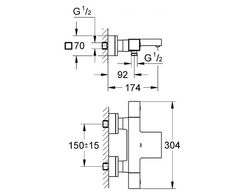 Смеситель для ванны Grohe Grohtherm Cube 34497000