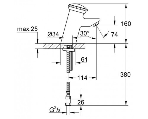 Смеситель для умывальник Grohe Contromix Public 36109000