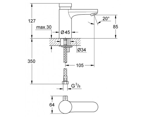Смеситель для умывальника Grohe Eurosmart Cosmopolitan T 36317000