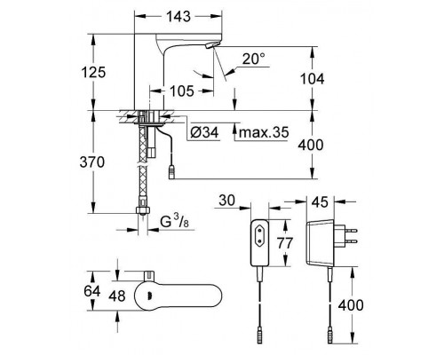 Смеситель сенсорный Grohe Eurosmart Cosmopolitan E 36325000