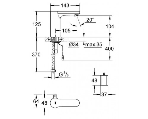 Смеситель сенсорный для умывальника Grohe Eurosmart Cosmopolitan E 36327000
