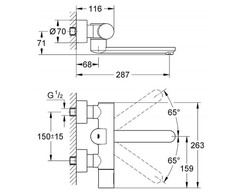 Смеситель для умывальника Grohe Eurosmart Cosmopolitan E 36332000 сенсорный с термостатом