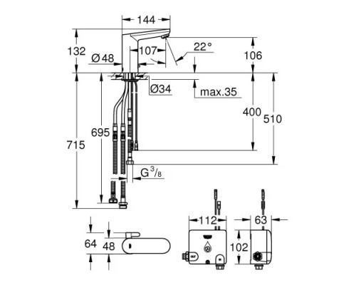 Смеситель Grohe Eurosmart Cosmopolitan E инфракрасный 36366001 хром
