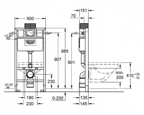 Инсталляция для унитаза Grohe Rapid SL 38525001
