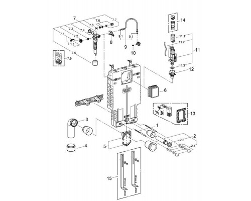 Смывной бачок для приставного унитаза GROHE Uniset 38643001 скрытого монтажа