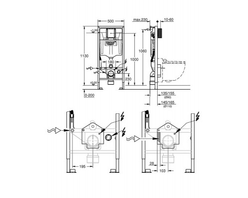 Система инсталляции GROHE Rapid SL для унитазов-биде коллекции Sensia (3 режима) (39112001)