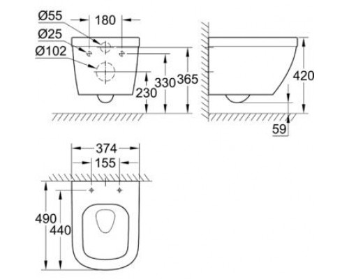 Комплект: инсталляция Grohe 38772001c панелью смыва, унитаз Grohe Euro Ceramic с крышкой