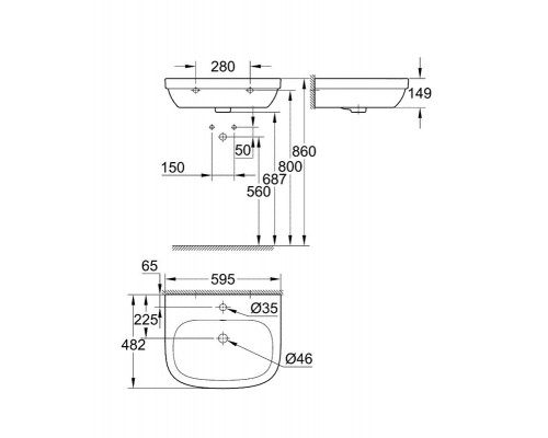 Раковина Grohe Euro Ceramic 60x48