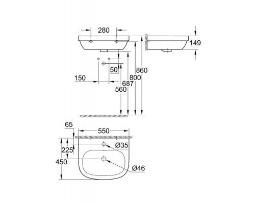 Раковина Grohe Euro Ceramic 55x48