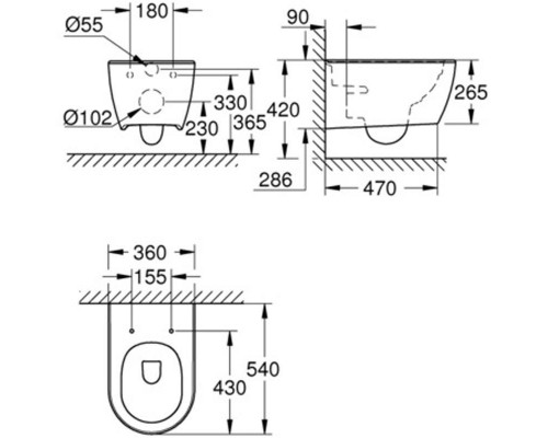 Подвесной унитаз, GROHE Essence, альпин-белый