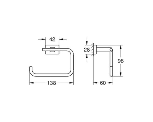 Держатель для туалетной бумаги GROHE Essentials Cube без крышки, хром 40507001