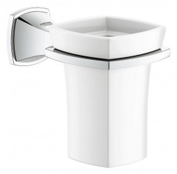 Стакан для зубных щеток Керамический, с держателем GROHE Grandera, хром 