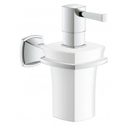 Дозатор жидкого мыла GROHE Grandera керамический, с держателем, хром 