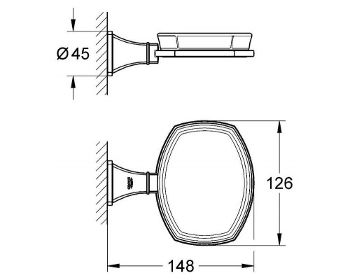 Мыльница керамическая GROHE Grandera с держателем, хром/золото