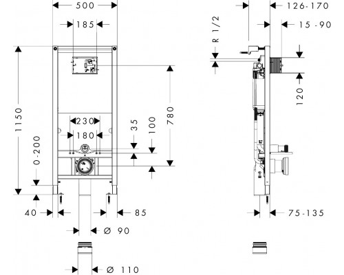Инсталляция для подвесного унитаза hansgrohe iFrame universal 01022180