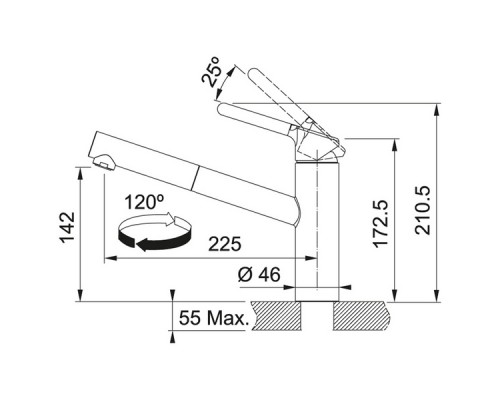 Смеситель для кухни FRANKE Orbit с выдвижным шлангом, хром