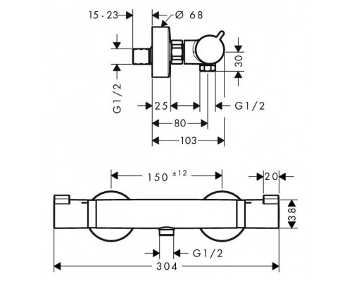 Смеситель для ванны и душа Hansgrohe Ecostat 13116000