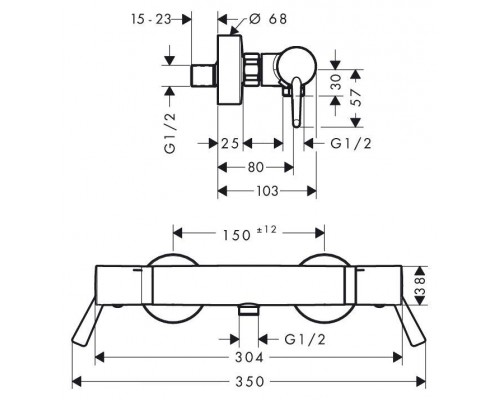 Смеситель для ванны и душа Hansgrohe Ecostat 13117000