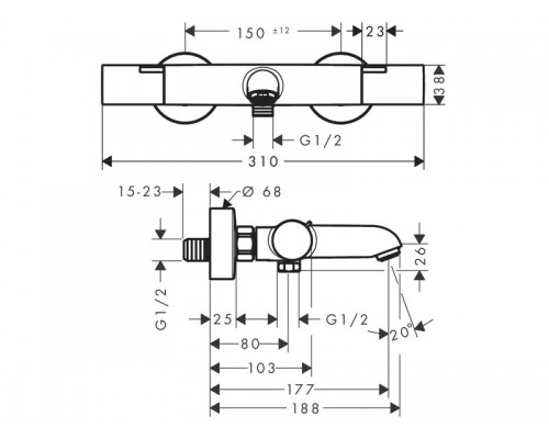 Термостат для ванны Hansgrohe Ecostat Fine 13325000