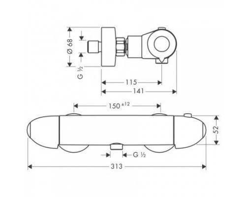 Смеситель для душа Hansgrohe Ecostat Ecomax термостатический, хром 13356000