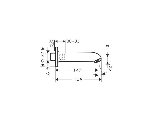 Излив на ванну скрытый монтаж, для ванны Hansgrohe 13414000