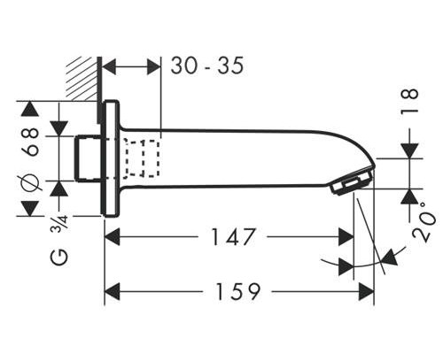 Излив на ванну скрытый монтаж, для ванны Hansgrohe 13414000