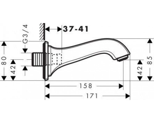 Излив на ванну Hansgrohe Metropol Classic 13425000