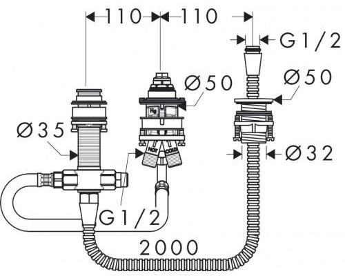 Скрытая часть смесителя Hansgrohe Logis, 13439180