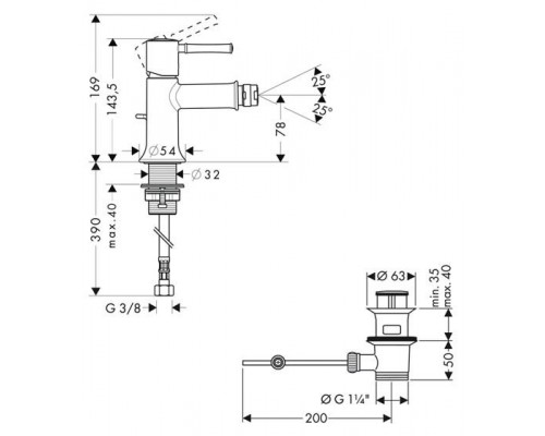 Смеситель для биде Hansgrohe Talis Classic 14120000