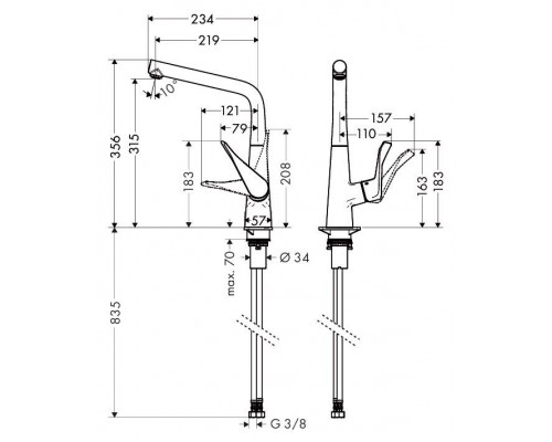 Смеситель кухонный Hansgrohe Metris 320 14823000