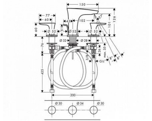 Смеситель для раковины хром Hansgrohe PuraVida 15063000