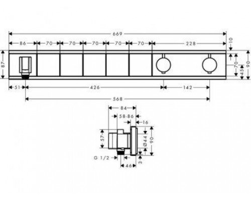 Термостат скрытого монтажа Hansgrohe RainSelect, 5 потребителей, 15358400