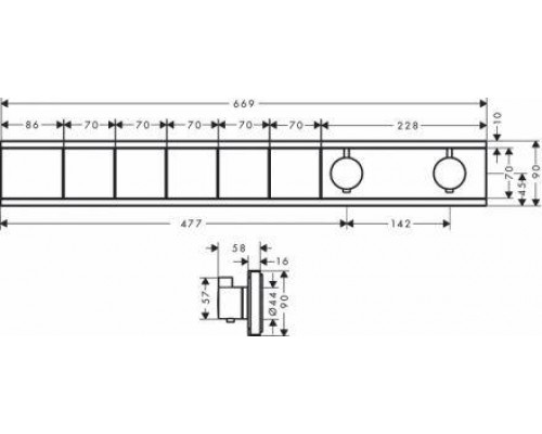 Внешняя часть термостата для душа hansgrohe RainSelect скрытого монтажа на 5 потребителей 15384700, матовый белый